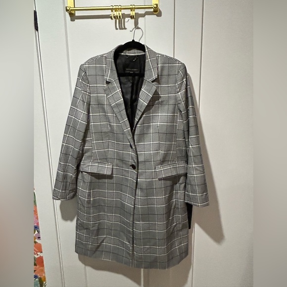 Banana Republic Women’s XL Duster Blazer in Black & White Plaid - Picture 1 of 4